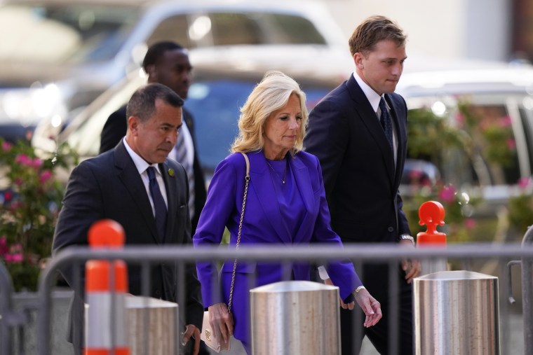 First lady Jill Biden arrives ahead of Hunter Biden's trial at federal court on June 3, 2024, in Wilmington, Delaware.