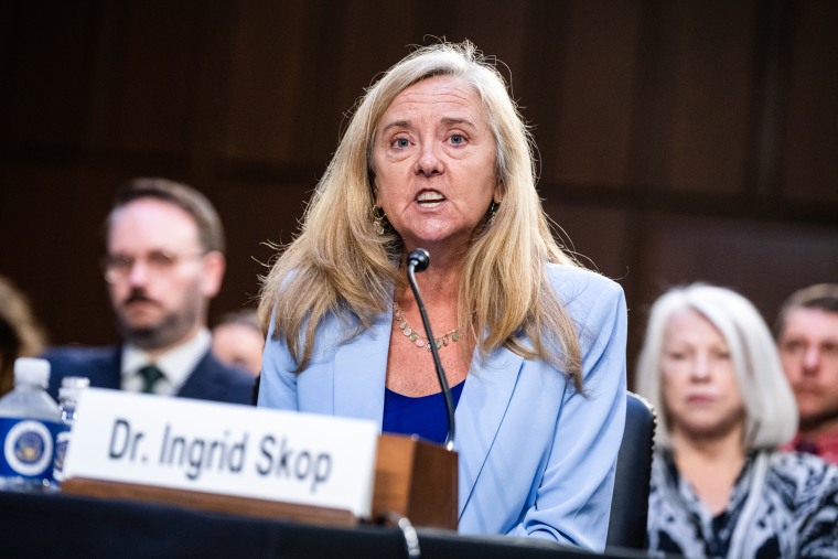 Ingrid Skop speaks during a hearing