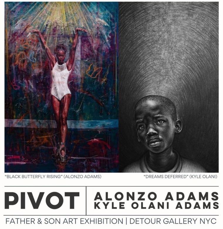 Adams and his artist son Kyle Olani Adams teamed up for the exhibit Pivot in New York last November.