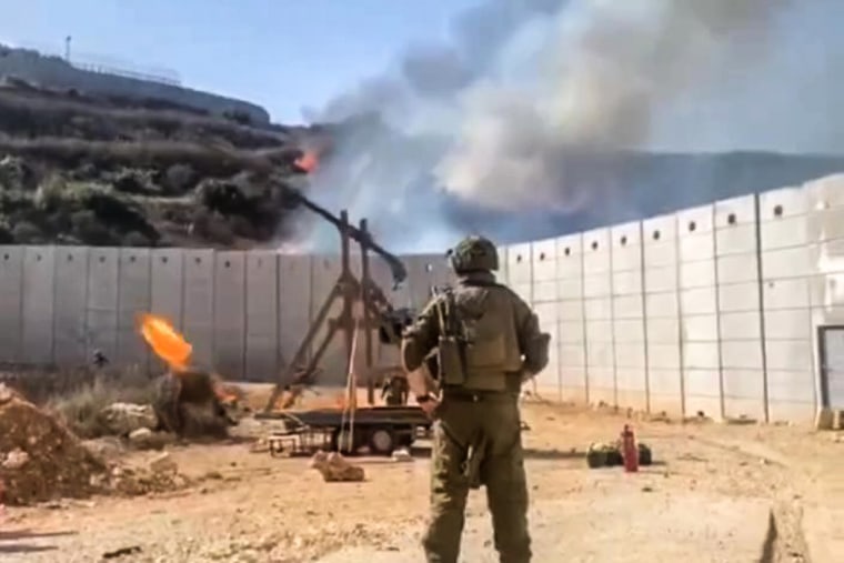 Video shows IDF using trebuchet to burn thickets and bushes on the Lebanese side of the border.
