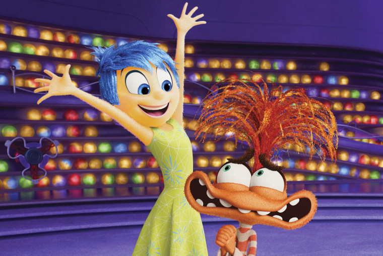 The characters Joy and Anxiety from a scene in Inside Out 2