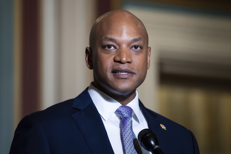 Maryland Gov. Wes Moore speaks during a press conference at the U.S. Capitol