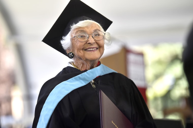 105 year old earns masters of arts in education Stanford University master's degree recipient virginia hislop