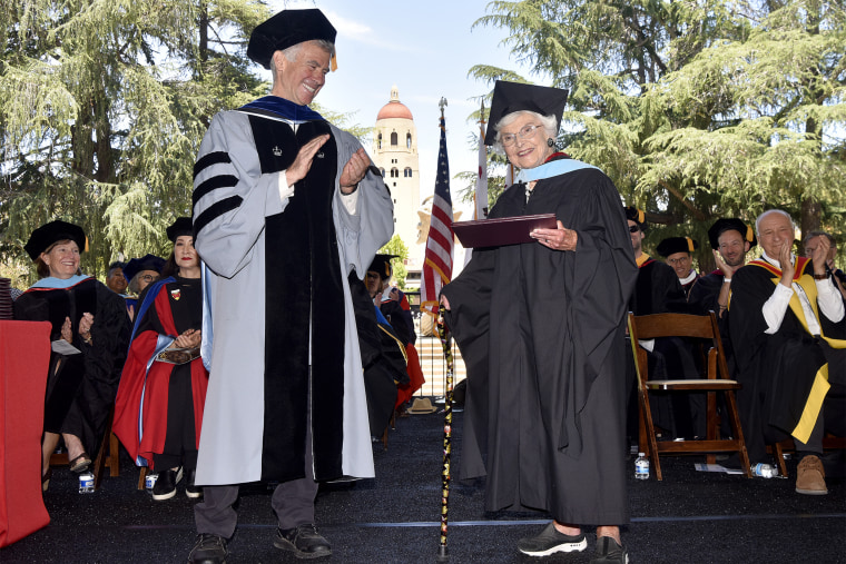 105 year old earns masters of arts in education Stanford University master's degree recipient virginia hislop
