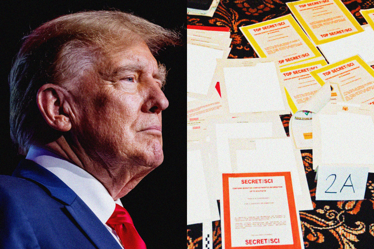 Former President Donald Trump and classified documents at Mar-a-Lago.