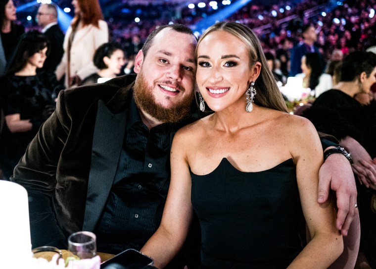 Luke Combs and Nicole Combs attend the 66th GRAMMY Awards in Los Angeles, California.