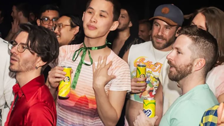 Attendees of a watch party for the newest season of “RuPaul’s Drag Race” in West Hollywood, California, with the House of Love vodka soda citrus drink.