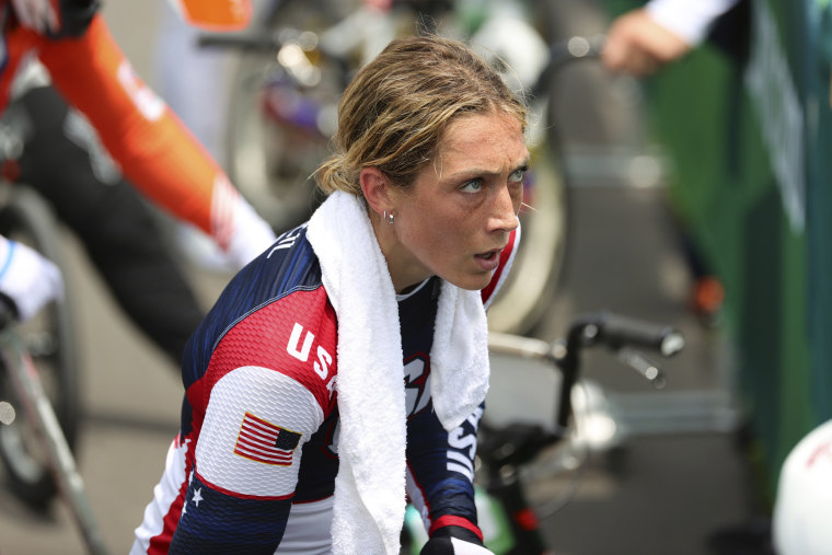 Felicia Stancil during the Women's Cycling BMX Racing Semifinal at the 2020 Olympic Games in Tokyo