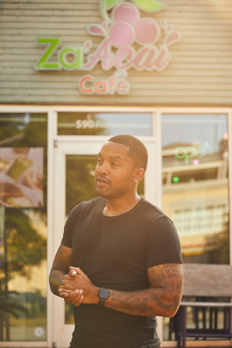 Deonte Atkins, owner of Za’Açai Cafe in Midtown Atlanta, on June 26, 2024.