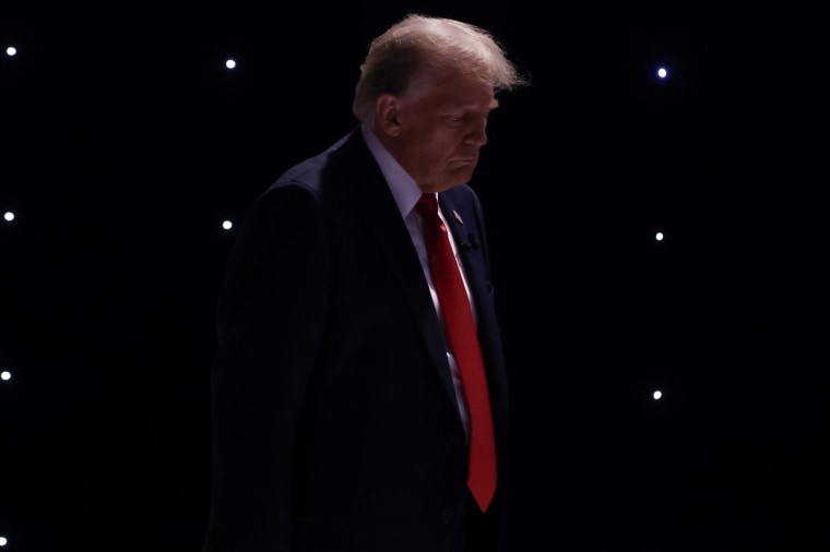 Donald Trump looks down at the First Presidential Debate
