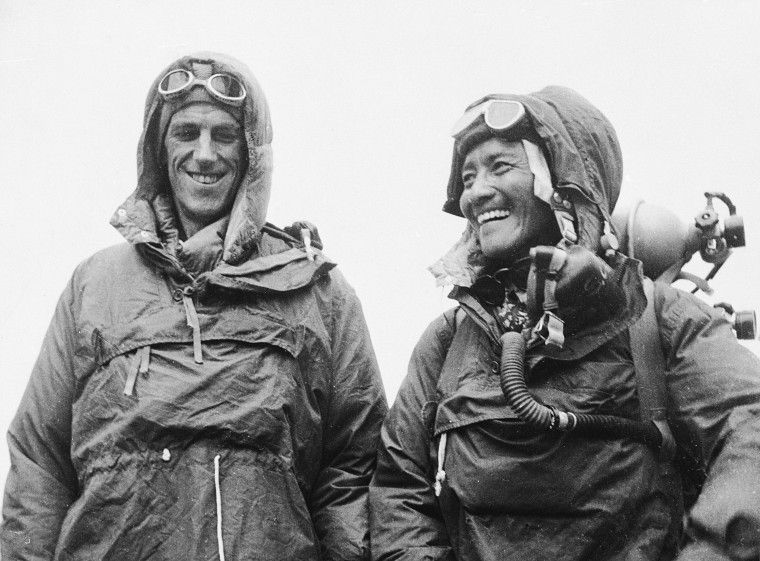 Edmund P. Hillary, left, and Sardar Tenzing Norgay