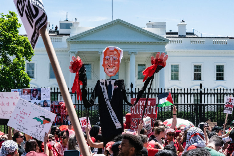 Pro-Palestinian demonstrators rally outside the White House in Washington, DC, on Saturday to protest against Israel's actions in Gaza.