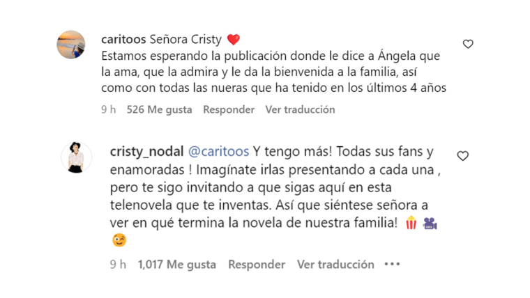 Cristy Nodal responde críticas hacia Ángela Aguilar.