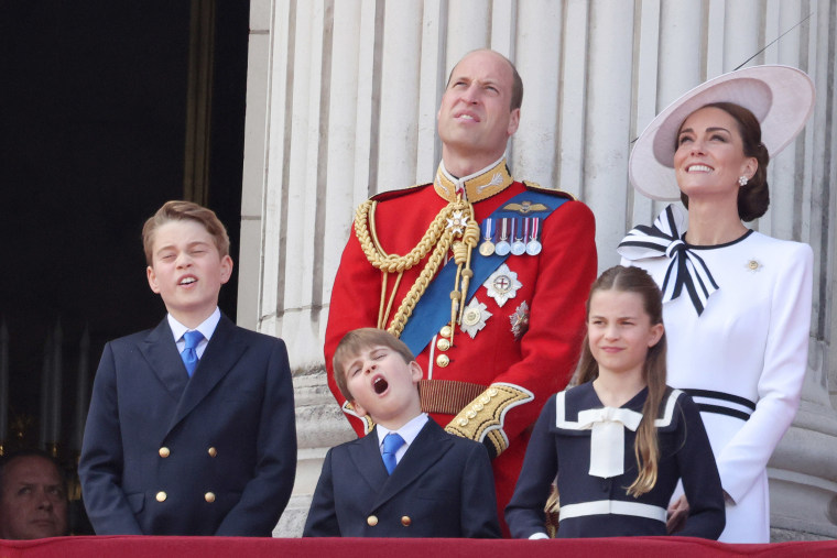Prince William, Prince of Wales, Prince Louis of Wales, Princess Charlotte of Wales and Catherine, Princess of Wales.