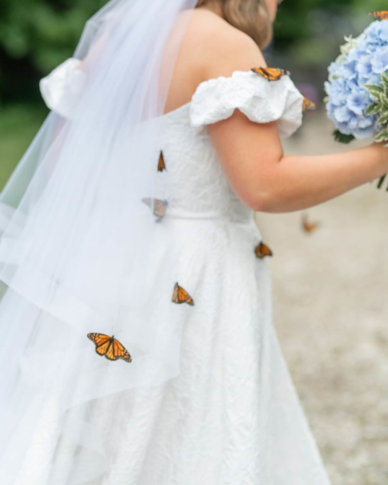 Bride releases butterflies