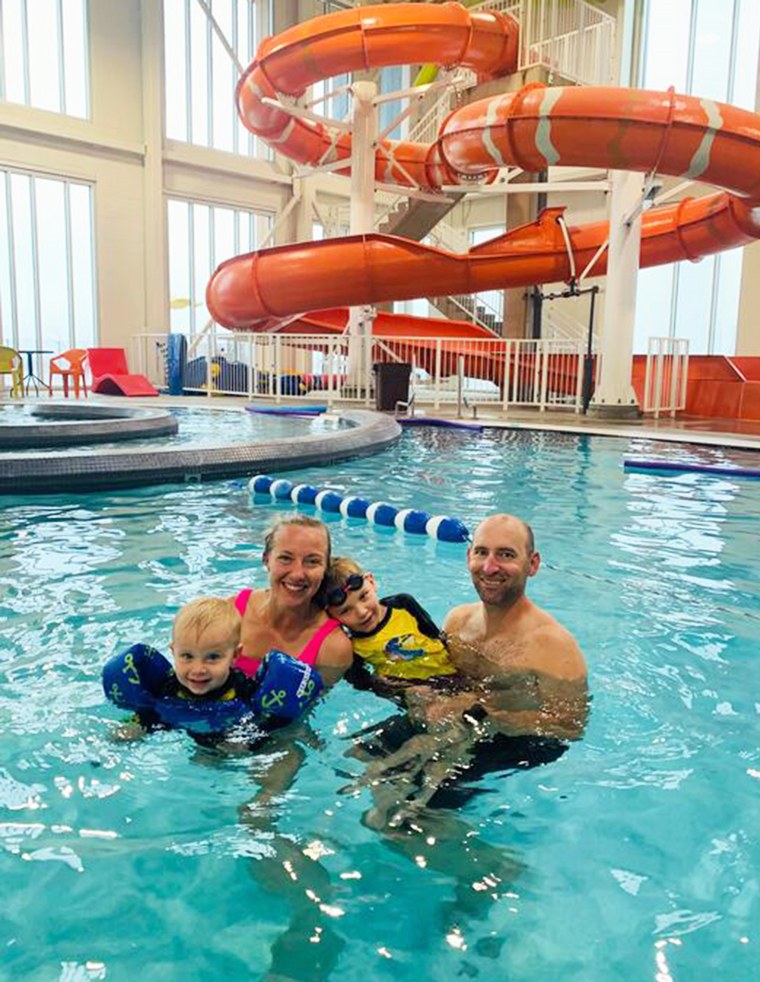 The Gracey family swimming (and bathing?) at their rec center in Colorado. 
