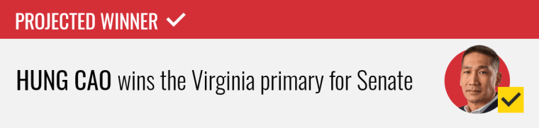 Hung Cao wins the Republican primary election for U.S. Senate in Virginia