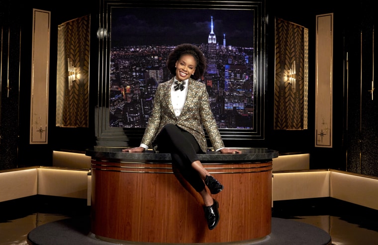 Amber Ruffin on the set "The Amber Ruffin Show"