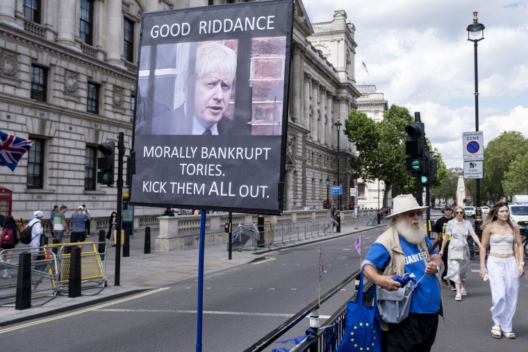 Boris Johnson Placard Protest In London in June 2023