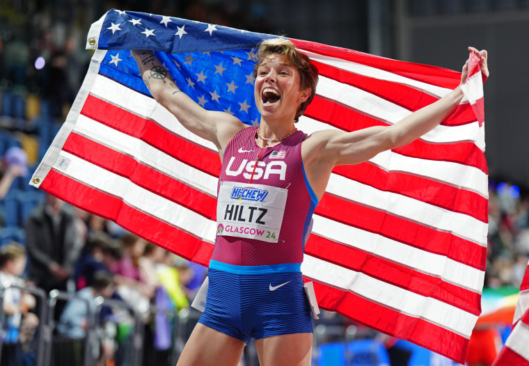 Nikki Hiltz after the Women's 1500m Final during day three of the World Indoor Athletics Championships at the Emirates Arena, Glasgow on March 3, 2024.