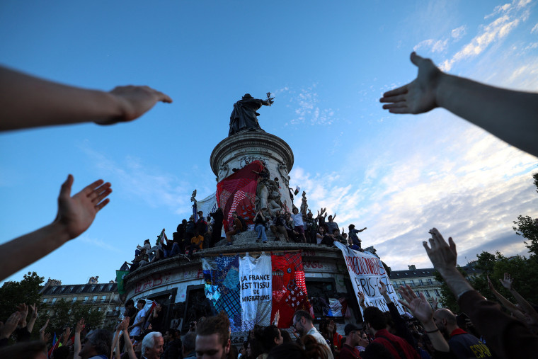 A loose alliance of French left-wing parties thrown together for snap elections was on course to become the biggest parliamentary bloc and beat the far right, according to shock projected results.