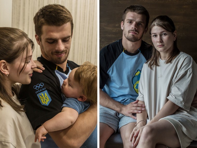 Bogdan Iadov and his wife, Daria Bobrikova, with their son Matvii in Kyiv last year.