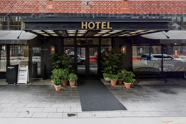 An exterior view of Shinola Hotel in Detroit.