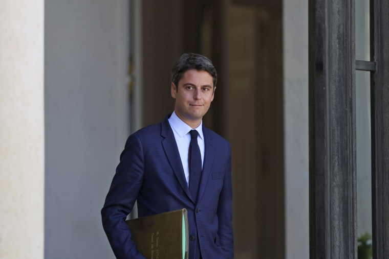 French Prime Minister Gabriel Attal leaves the weekly cabinet meeting Tuesday.