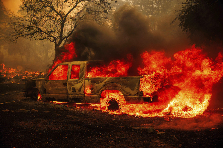 Thompson Fire burns in Oroville, Calif.