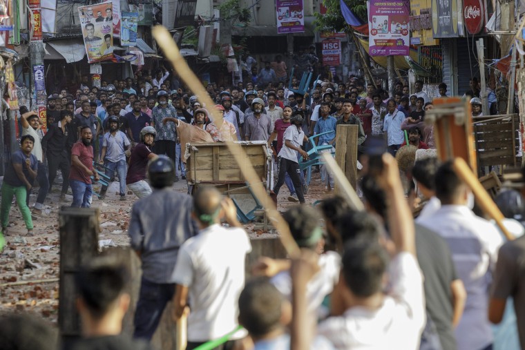 Clashes between Anti-quota protesters and Bangladesh Chhatra in Dhaka on July 16, 2024.