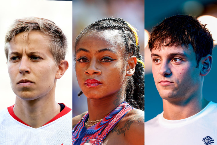 Uma composição dividida de Quinn Sha'Carri, Richardson e Tom Daley.