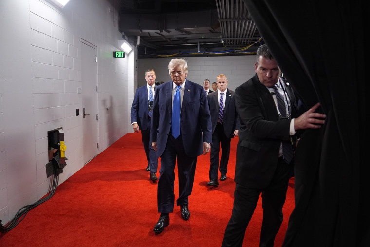 Republican presidential nominee Donald Trump arrives during the second day of the Republican National Convention on July 16 in Milwaukee.