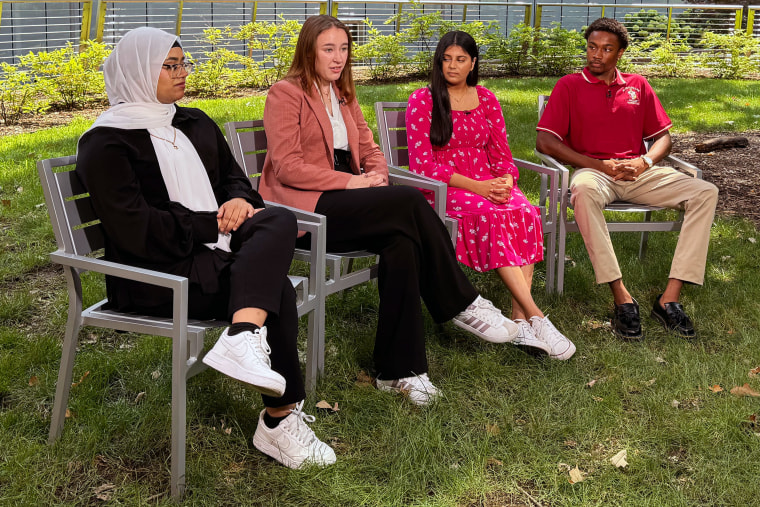 Nabilah, Audrey, Diva and Chandler sit during the interview