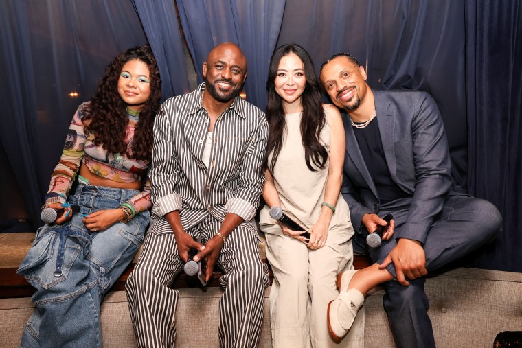 From left, Maile Brady, Wayne Brady, Mandie Taketa and Jason Michael Fordham sit together for a portrait