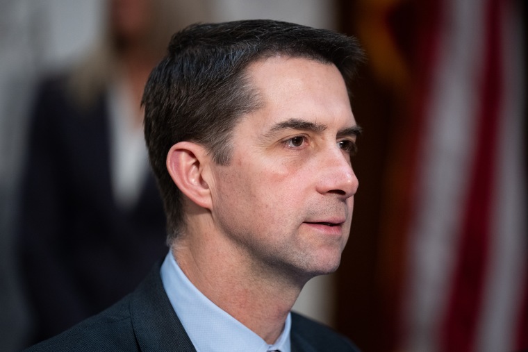 Tom Cotton arrives at a hearing in Washington