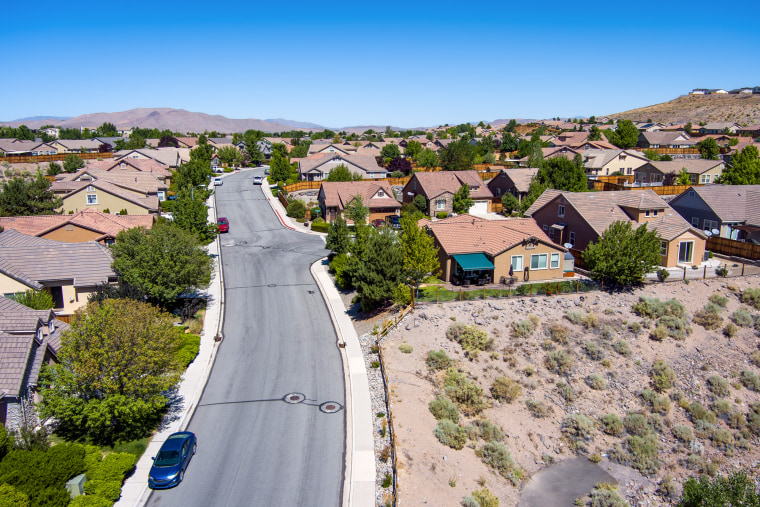 Aerial residential area in Nevada desert