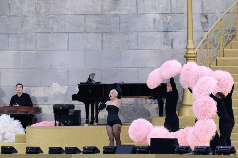 Lady Gaga performs during the athlete's parade.