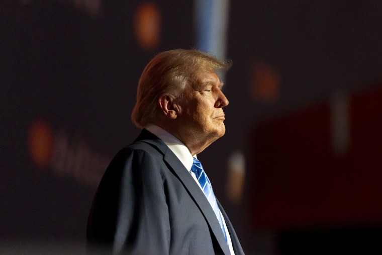 Donald Trump on stage at the Bitcoin 2024 conference.