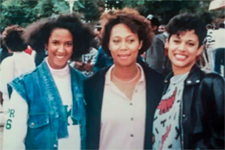 Monique Poydras, left, and Kamala Harris, right.