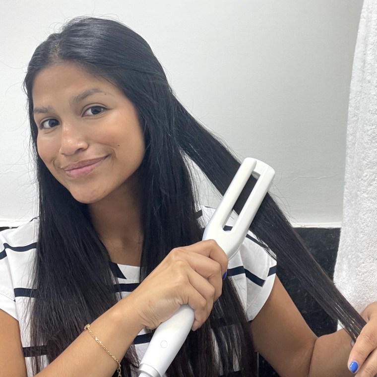 Alvarez loves that this flat iron requires less passes, which helps prevent heat damage.