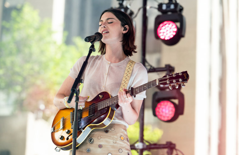 Gracie Abrams performing on the Plaza.