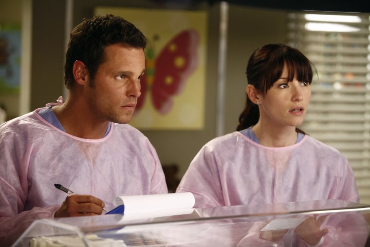 Justin Chambers and Chyler Leigh in "Grey's Anatomy" Season Eight.