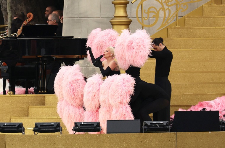 Lady Gaga performing during the 2024 Paris Olympics opening ceremony.