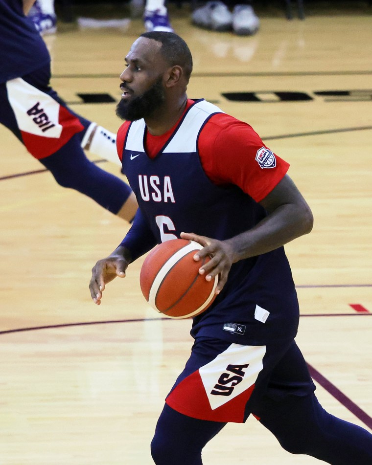 LeBron James at U.S. men's basketball training camp in Las Vegas ahead of the 2024 Paris Olympics.