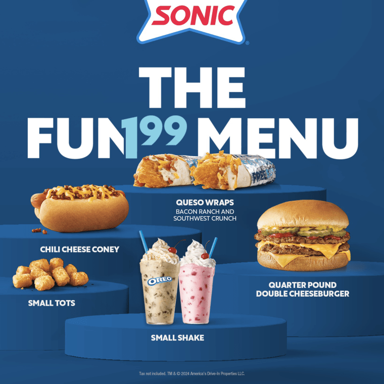 Sonic's new $1.99 value menu.
