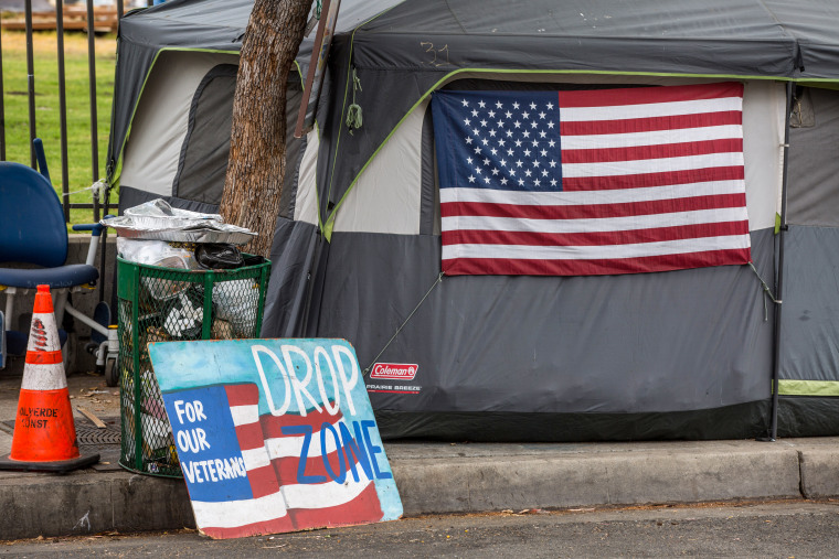 Homeless veterans encampment.