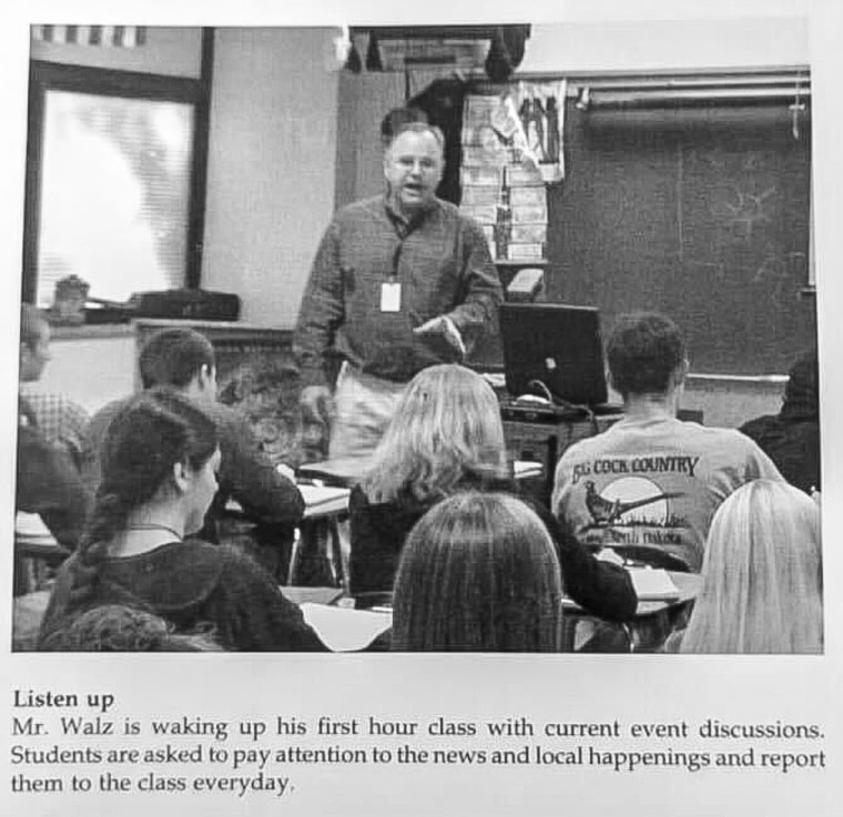 A photo from the Mankato West High School yearbook featuring Tim Walz.