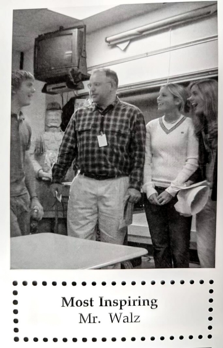 A photo from the Mankato West High School yearbook featuring Tim Walz.