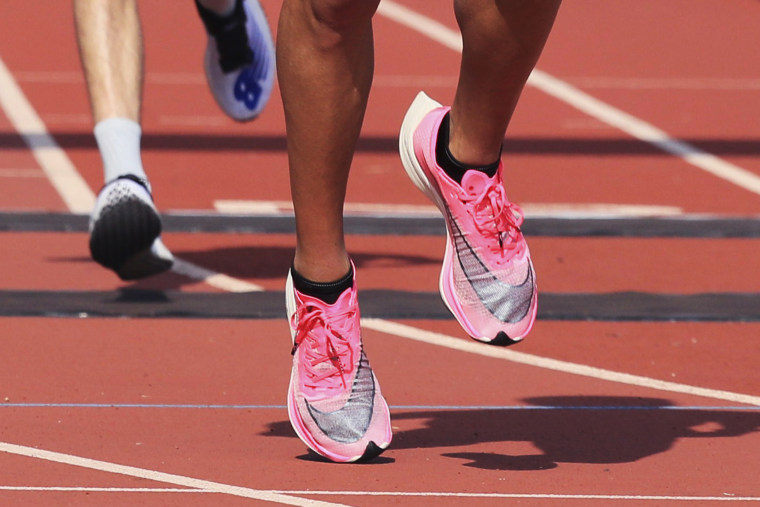 Japanese marathon runner Yusuke Ogura wears Nike Zoom Vaporfly running shoes in Marugame City in 2020.