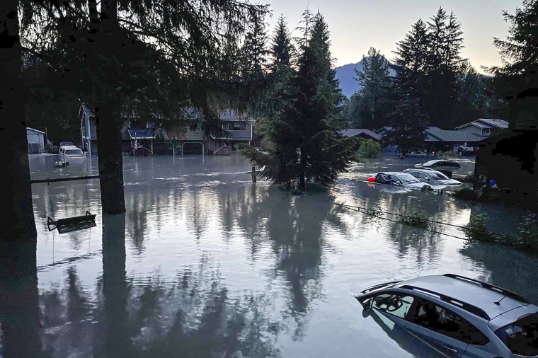 A flooded neighborhood.